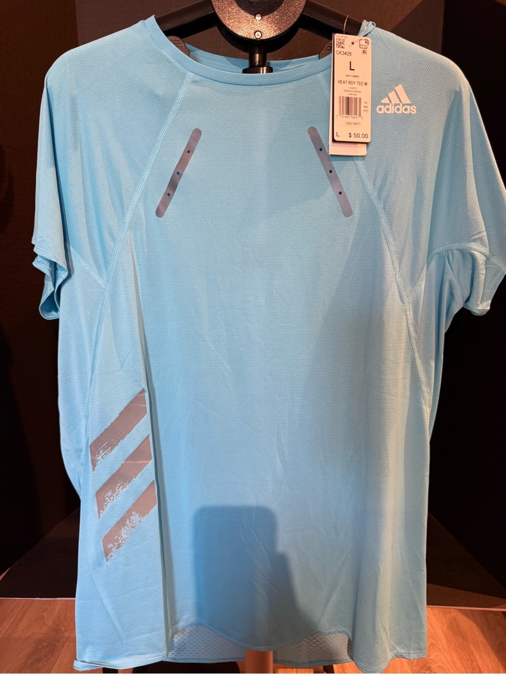 adidas Men’s Light Blue Athletic Polo with Reflective Accents